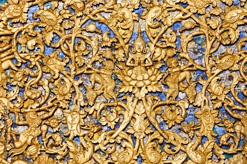 Gold color Pattern on the church wall.