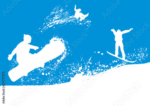 Silhouetten Skifahrer Snowboarder