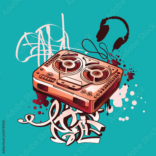 Reel to reel tape recorder graffiti