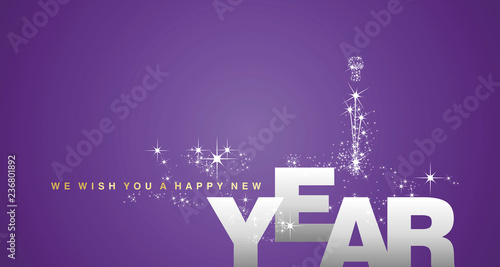 We wish you a Happy New Year silver purple background