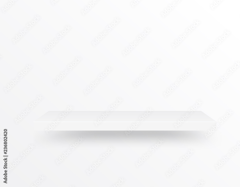 Empty shelf on light gray background. Can be used as a template for stores, galleries and other places. Empty shelf on light gray background. Can be used as a template for stores, galleries and other places.