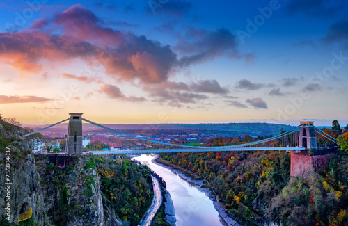 Clifton Suspension Bridge in early morning light, Bristol, Avon, England, UK photo