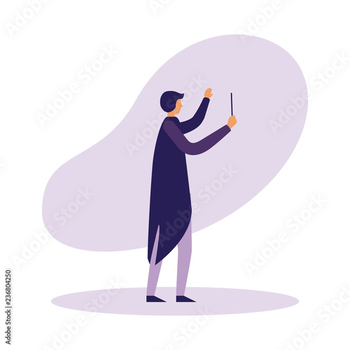music conductor orchestra on white background
