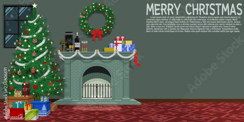 Decorated room for Christmas celebration