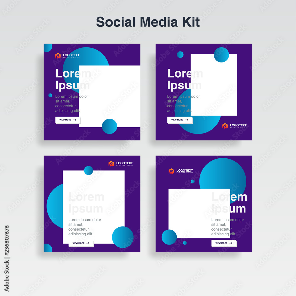 Naklejka premium set cover template. memphis style for social media