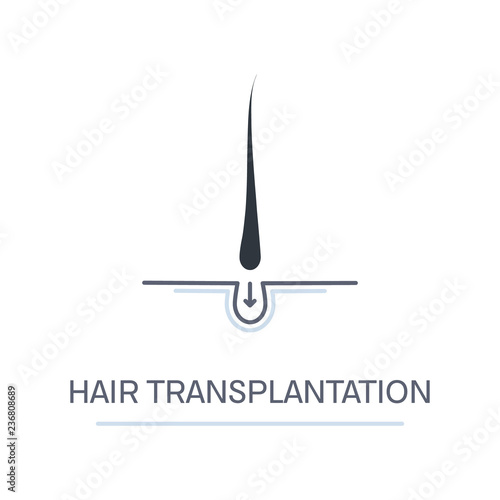 Hair transplantation follicle symbol for alopecia treatment