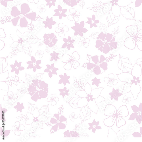 Vector pink and white seamless repeat floral pattern. Perfect for fabric, wallpaper, stationery and scrapbooking projects and other crafts and digital work