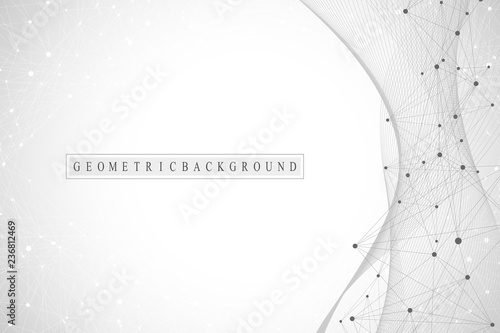 Big Genomic Data Visualization. DNA helix, DNA strand, DNA Test. Molecule or atom, neurons. Abstract structure for Science or medical background, banner. Wave flow