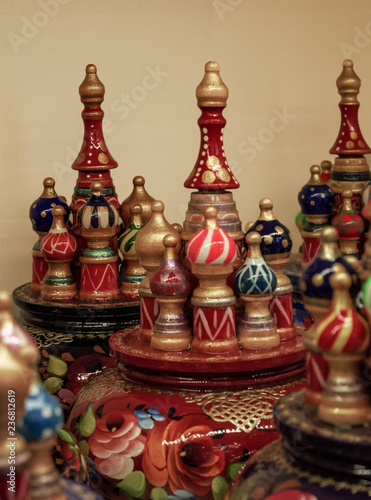 Moscow, Russian Federation. souvenirs reproduce the Cathedral of San Basilio, a World Heritage Site