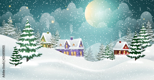 Winter village landscape