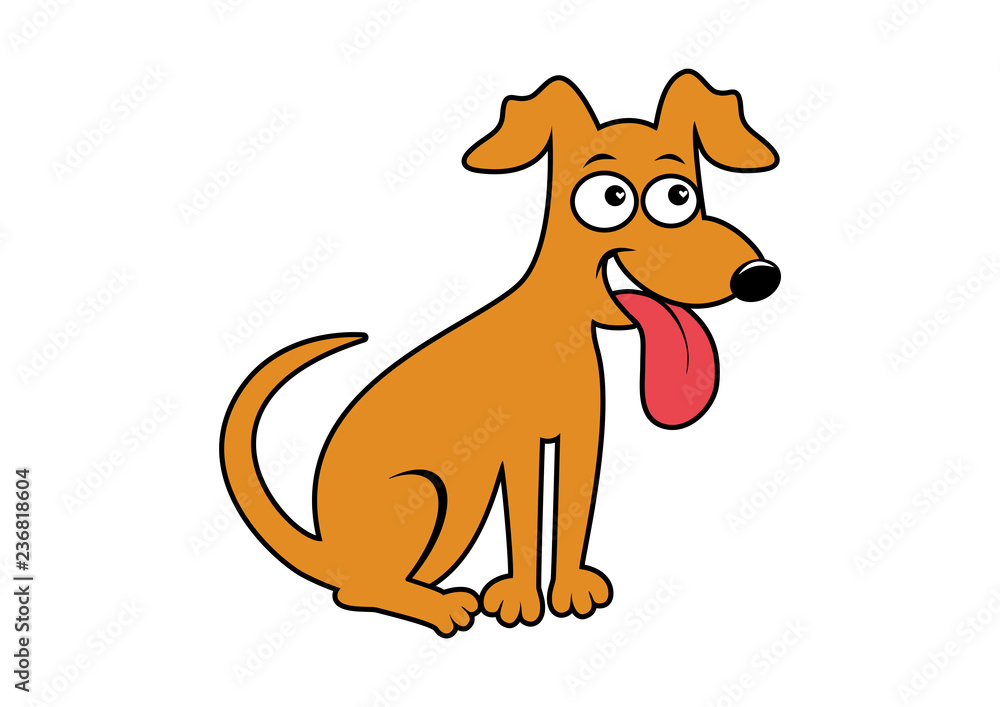 Happy Dog cartoon character. Cute sitting dog vector. Cheerful brown dog  isolated on a white background. Happy puppy vector illustration Stock  Vector | Adobe Stock