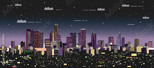 modern night city skyline vector illustration