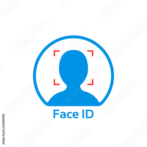blue face id simple icon