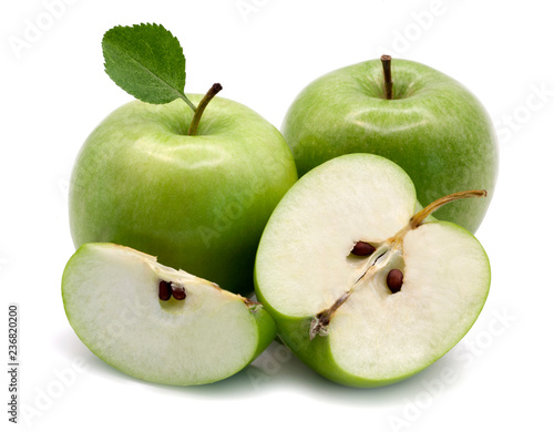 Green apples isolated on white background. 