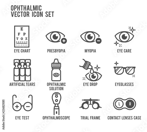 Ophthalmic Eye Care Vector Icon Set