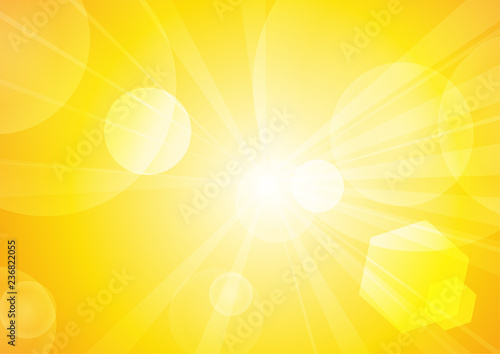 Vector : Abstract bokeh and stripe with sunshine on yellow and orange background