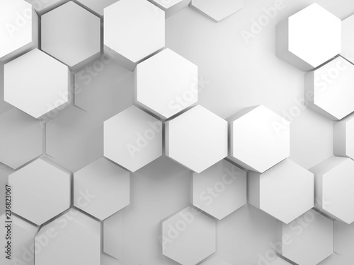 Hexagon pattern on front wall, 3 d render