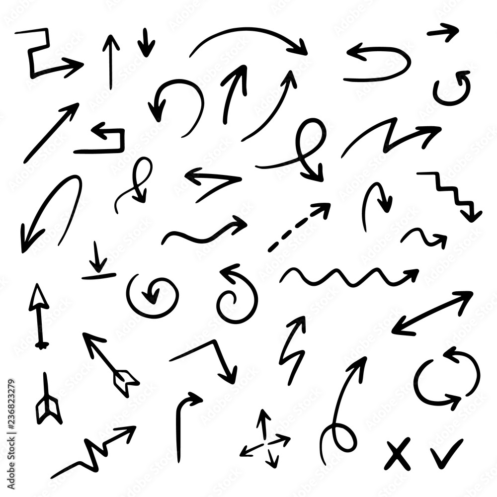 Hand drawn arrow set, vector illustration graphic Hand drawn arrow set, vector illustration graphic