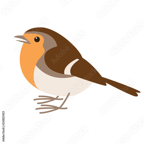 robin bird, vector illustration , flat style, profile 