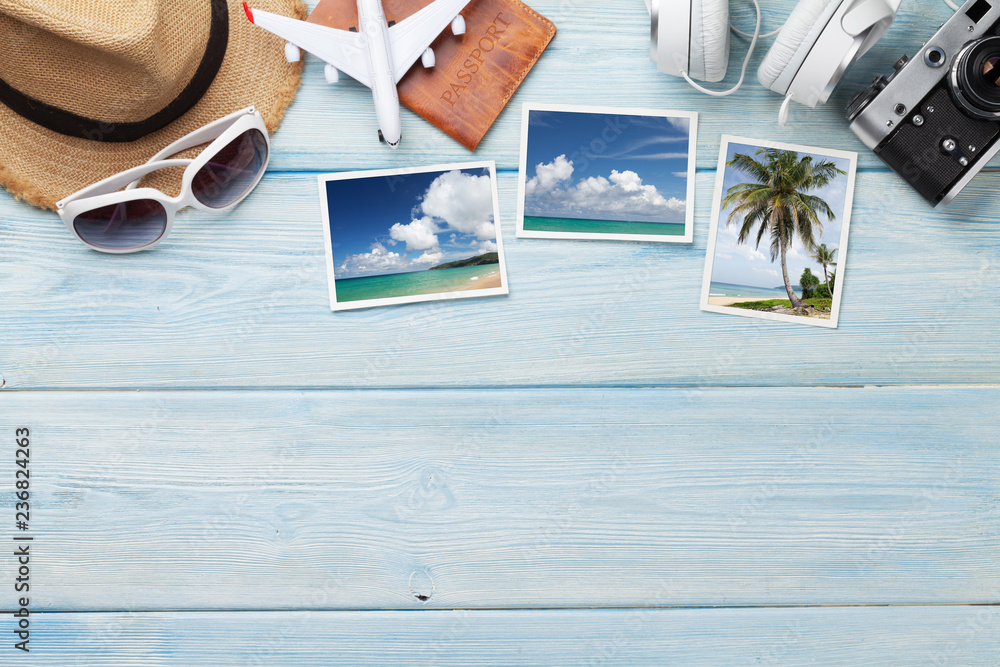 Travel vacation background concept - obrazy, fototapety, plakaty 