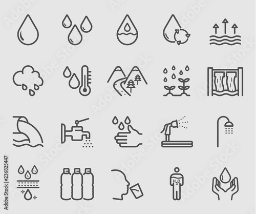 Line icons set for Water for life