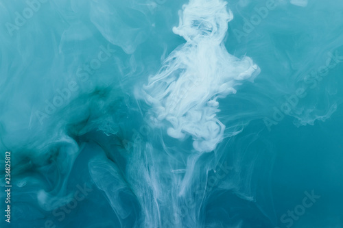 Fototapeta Naklejka Na Ścianę i Meble -  water color white background acrylic inside smoke steam frost blue frozen watercolor turquoise sea ocean vortex depth