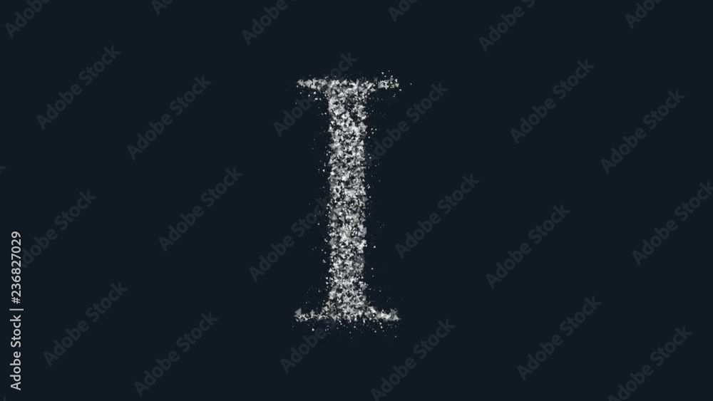 Effervescent letter I symbol - alphabet letter particles animation Effervescent letter I symbol - alphabet letter particles animation