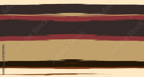 Brown Horizontal Watercolor Stripes Seamless Vector Winter Pattern. Old Style Hand Painted Graffiti Lines. Retro Vintage Narrow Seamless Sailor Stripes. Rough Cool Grunge Banner Paintbrush Background.