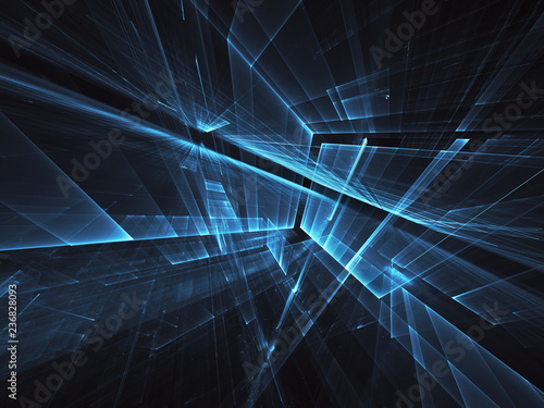 Abstract 3D fractal background, texture. Virtual Neon City