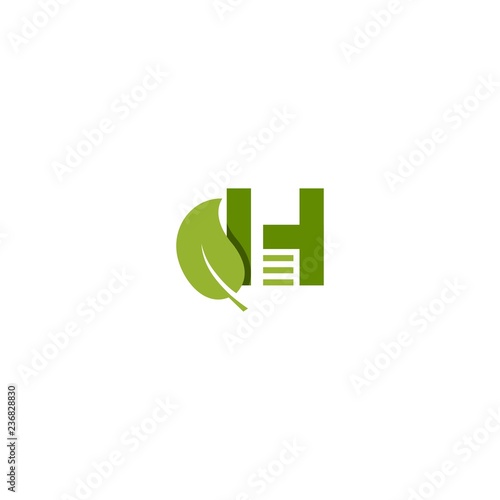 Letter H Leaf Logo : Suitable for Agriculture Theme, Environment Theme, Initial Theme, initial letter H with leaf logo vector concept element, letter H logo with Organic leaf