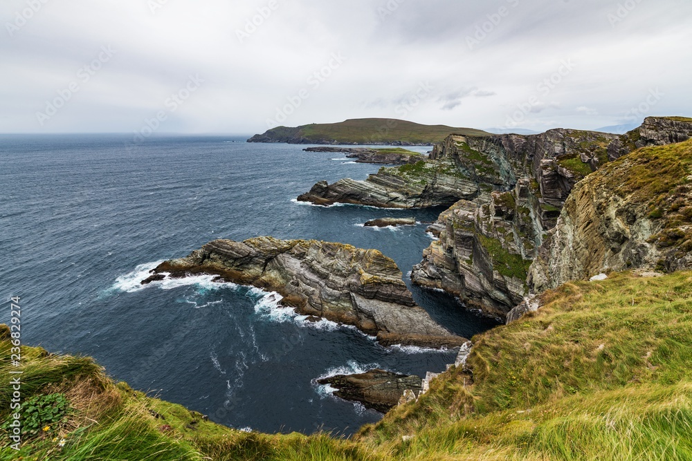 The Kerry Cliffs in the southwest of Ireland.