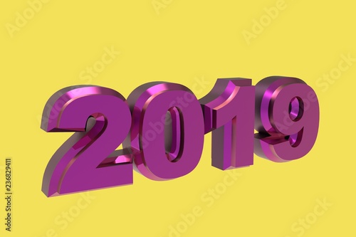 New year text 2019 3d rendering