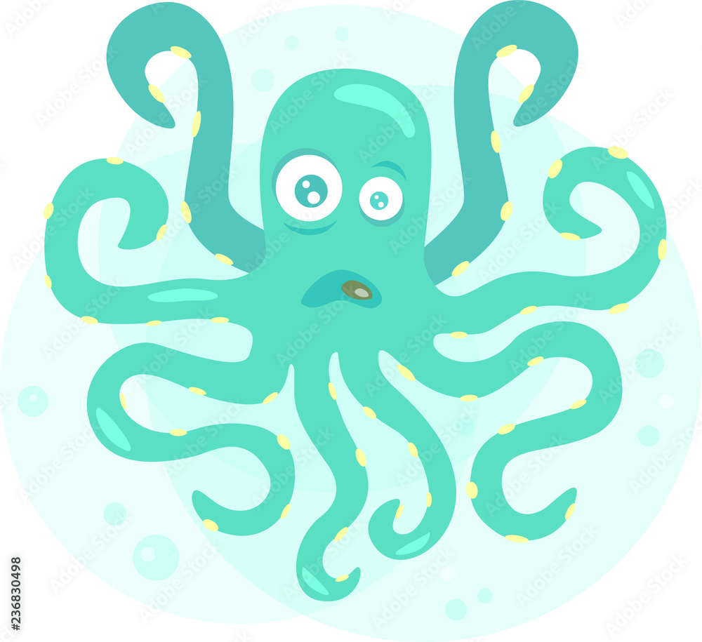 Confused octopus. Nice emotional cartoon for kids. Vector illustration Confused octopus. Nice emotional cartoon for kids. Vector illustration