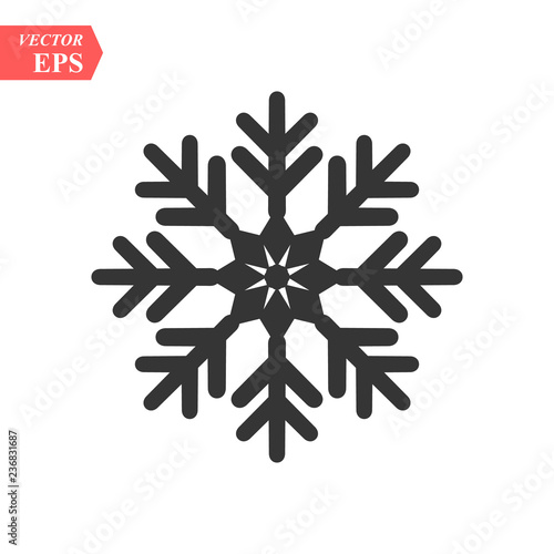 Snowflake icon. Christmas and winter theme. Simple flat black illustration on white background.