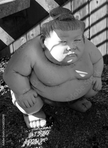 Fotografie Stone sumo statue in shade.