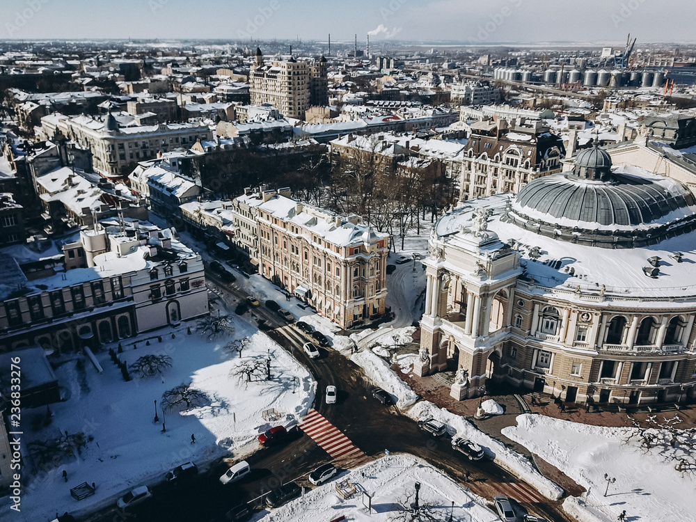 Odessa Opera and Ballet Theater with a bird's eye view
