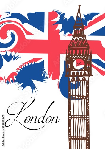 Travel card with Big Ben and British flag.