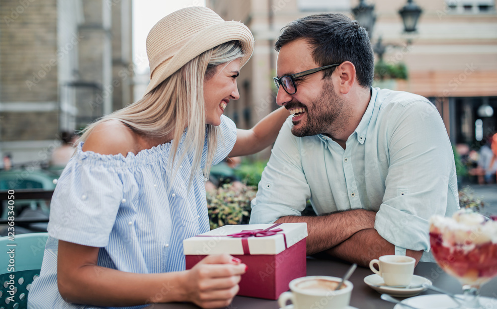 Romantic couple in the cafe. Dating, love, relationships Romantic couple in the cafe. Dating, love, relationships
