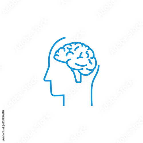 Fototapeta Naklejka Na Ścianę i Meble -  Human profile with brain vector icon. Idea symbol. Thinking concept in flat style for graphic design