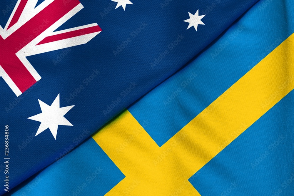Two Flags. Sweden and Australia Two Flags. Sweden and Australia