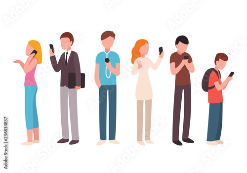 People using smartphones