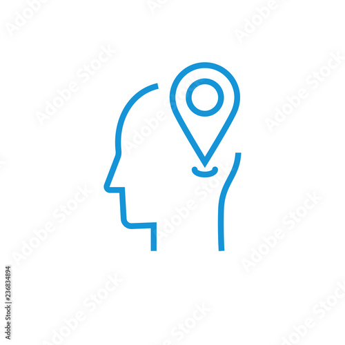 Brain Pin Map Brain Location Logo Design Template