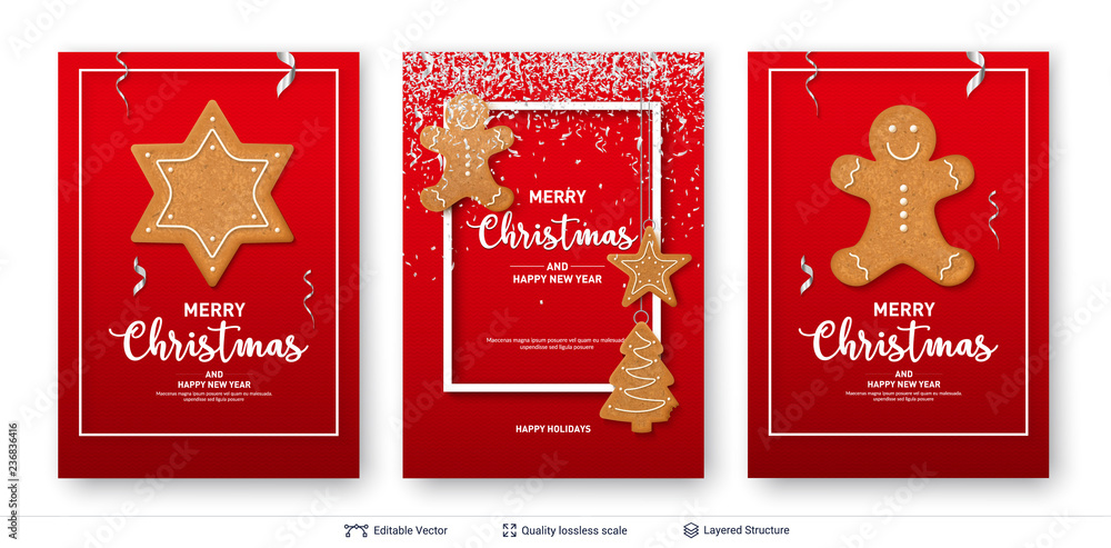 Set of Christmas and New Year banner templates.
