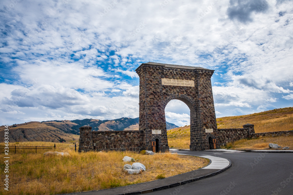 Roosevelt Arch - Late Afternoon at Yellowstone National Park
