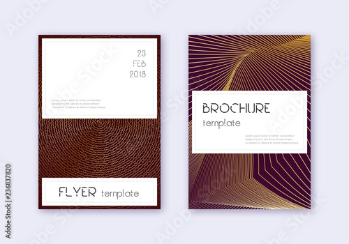 Stylish cover design template set. Gold abstract l