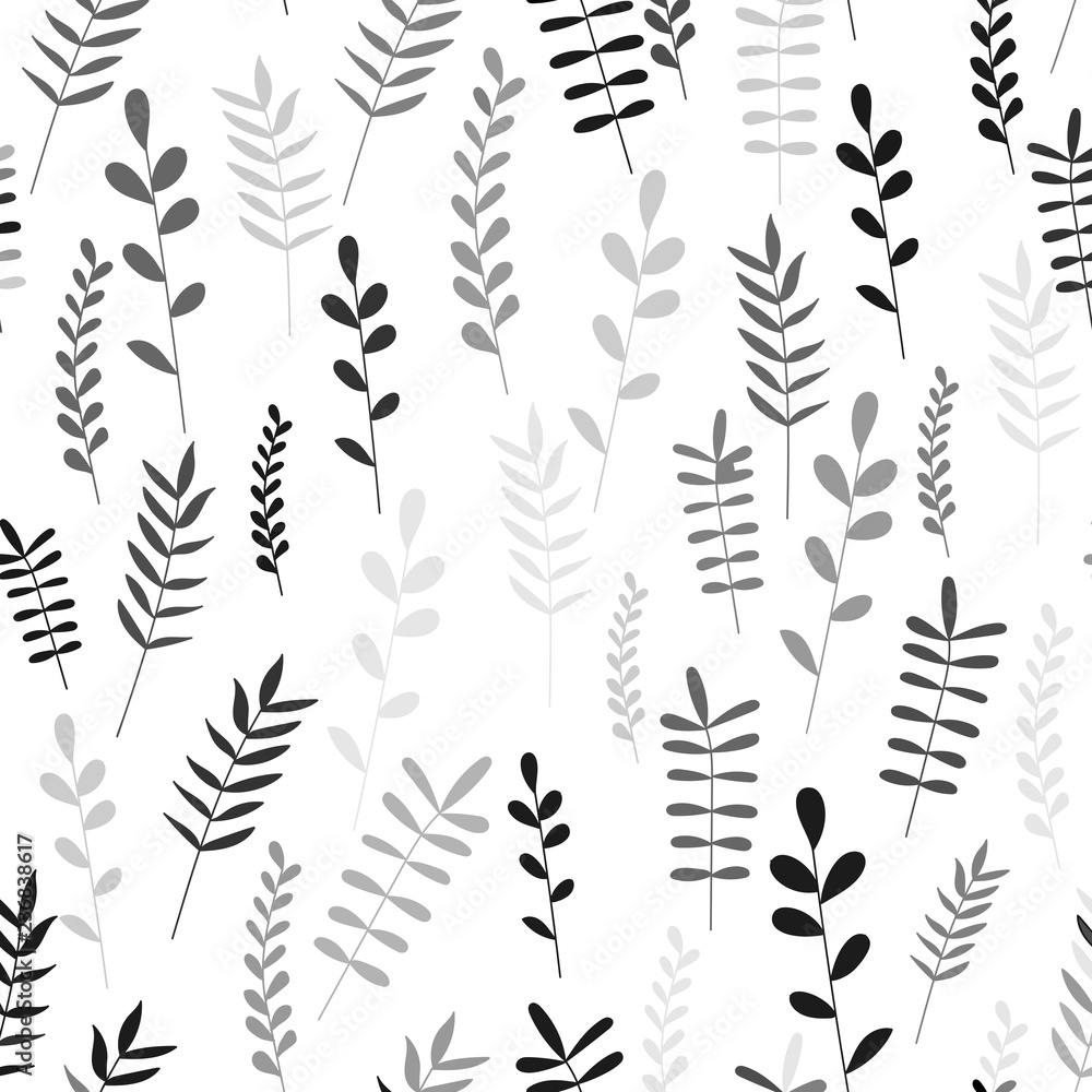 Seamless pattern jungle foliage plants and foliage cute seamless pattern. Vector outline leaves Seamless pattern jungle foliage plants and foliage cute seamless pattern. Vector outline leaves