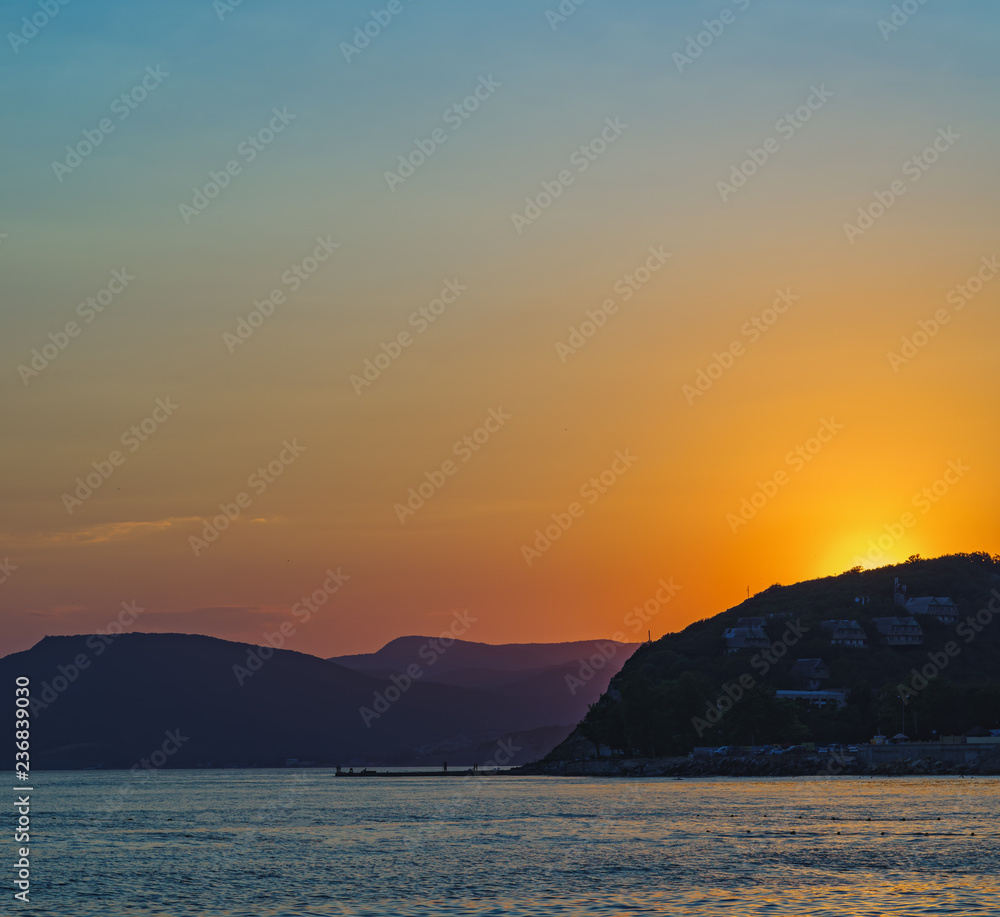 Beautiful sunset over the black sea coast