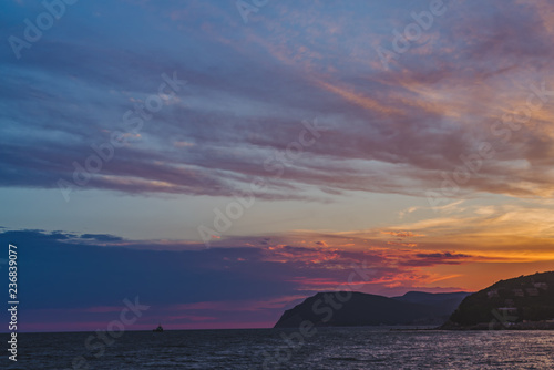 Beautiful sunset over the black sea coast © vadimalekcandr