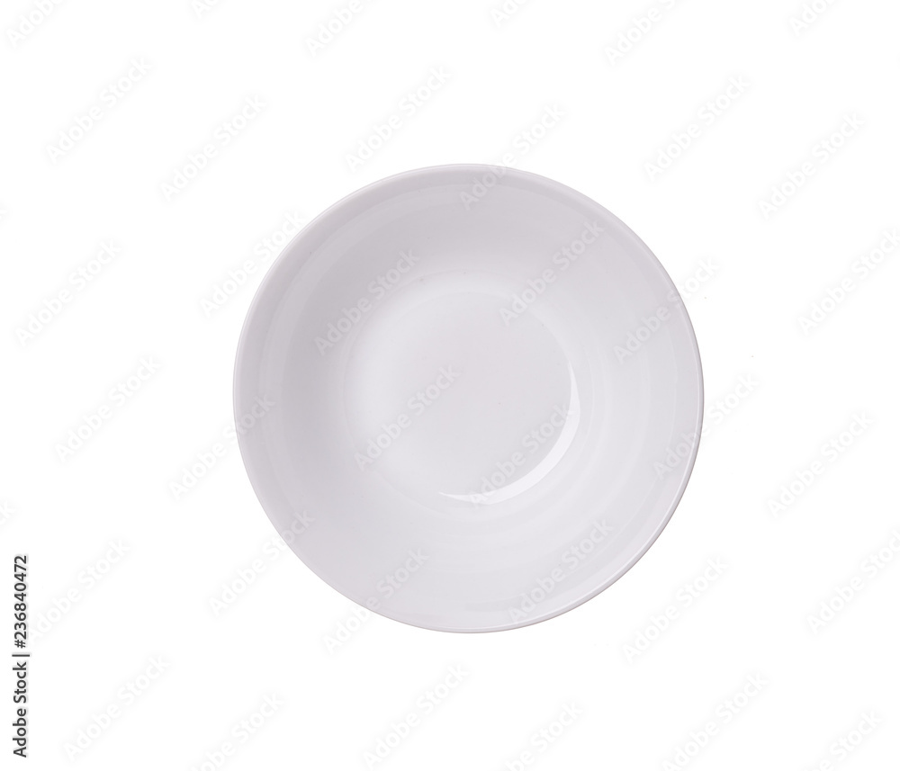 White plate isolated on white background,top view White plate isolated on white background,top view
