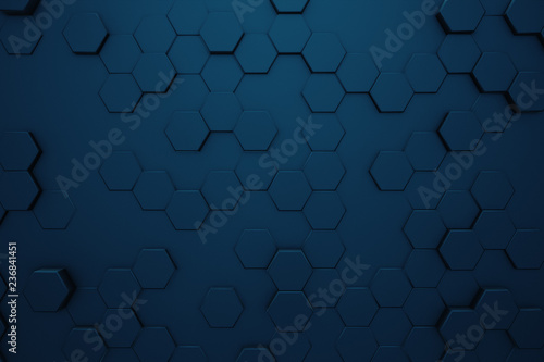 Abstract moving hexagonal background, seamless 3d illustration